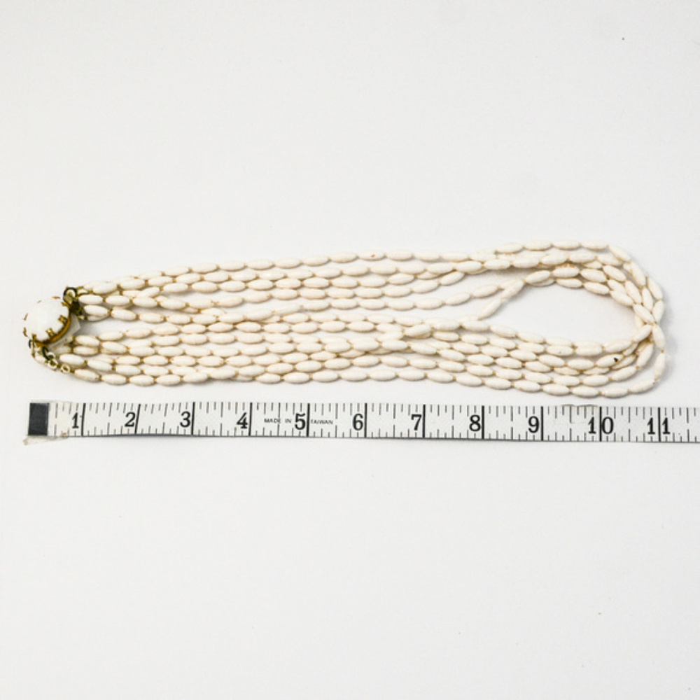 Vintage Rice Shape Bead 6 Strand Necklace - Picture 2 of 2